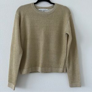 Anthropologie English Factory Sweater Sz M Gold Acrylic Crew Neck